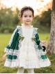 Apricot Lace Green Velour Children Classic Lolita Long Sleeve Dress