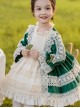 Apricot Lace Green Velour Children Classic Lolita Long Sleeve Dress