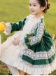 Apricot Lace Green Velour Children Classic Lolita Long Sleeve Dress