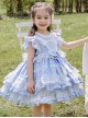 Light Blue Cotton Ruffle Children Sweet Lolita Sleeveless Dress