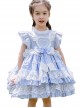 Light Blue Cotton Ruffle Children Sweet Lolita Sleeveless Dress