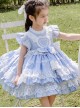 Light Blue Cotton Ruffle Children Sweet Lolita Sleeveless Dress