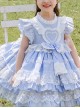 Light Blue Cotton Ruffle Children Sweet Lolita Sleeveless Dress