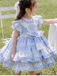 Light Blue Cotton Ruffle Children Sweet Lolita Sleeveless Dress