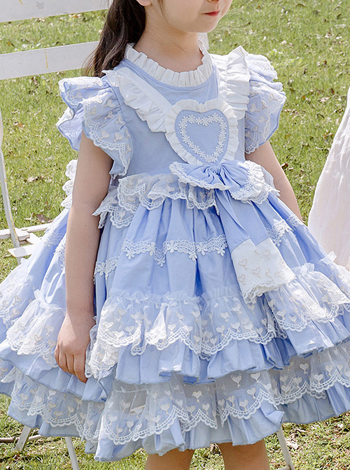 Light Blue Cotton Ruffle Children Sweet Lolita Sleeveless Dress