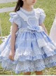 Light Blue Cotton Ruffle Children Sweet Lolita Sleeveless Dress