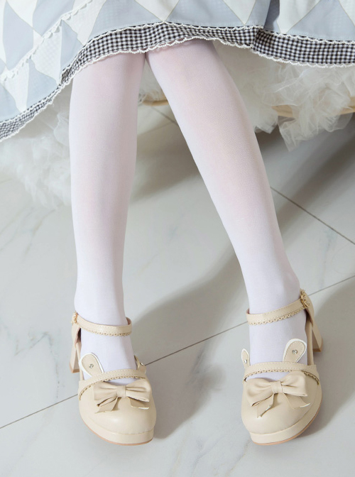 Cute Rabbit Ears Bowknot Sweet Lolita Thick Heel High Heel Shoes