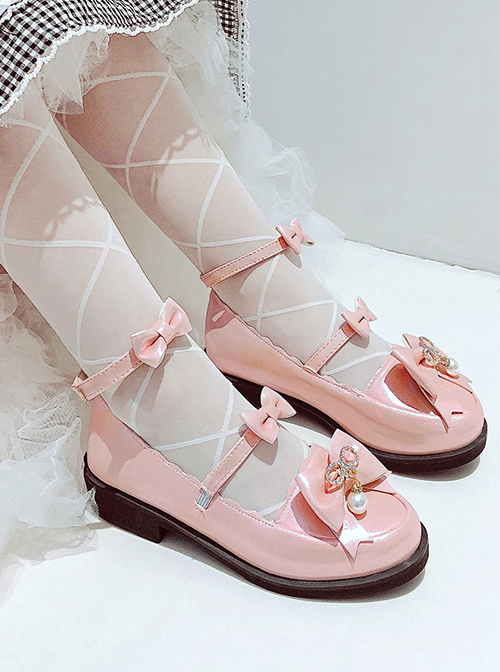 JK British PU Leather Shoes Bowknot Classic Lolita Flat Shoes