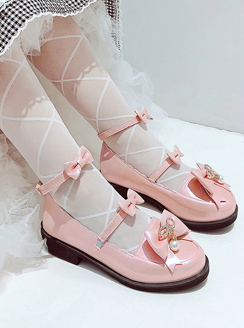 JK British PU Leather Shoes Bowknot Classic Lolita Flat Shoes