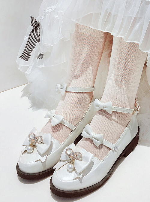 JK British PU Leather Shoes Bowknot Classic Lolita Flat Shoes