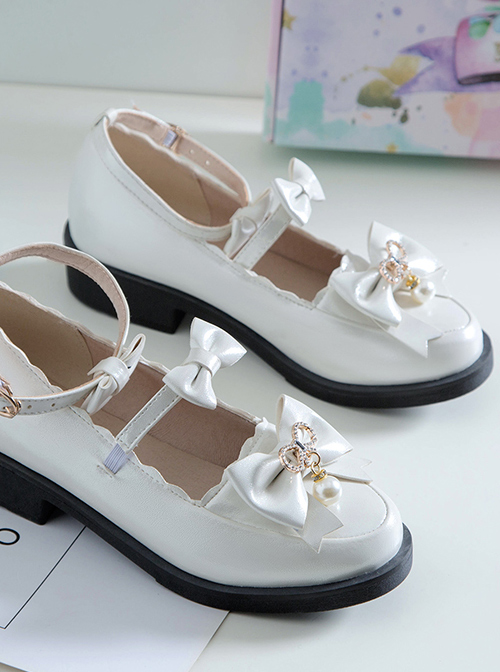 JK British PU Leather Shoes Bowknot Classic Lolita Flat Shoes