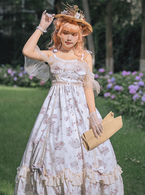 Everlasting Love Series JSK Elegant Printing Classic Lolita Sling Dress