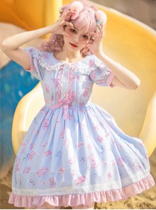 Jelly Bear Series OP Cute Printing Sweet Lolita Short Sleeve Dress