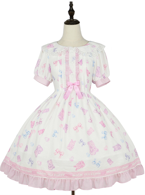 Jelly Bear Series OP Cute Printing Sweet Lolita Short Sleeve Dress