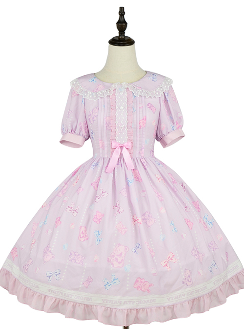 Jelly Bear Series OP Cute Printing Sweet Lolita Short Sleeve Dress