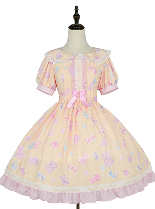 Jelly Bear Series OP Cute Printing Sweet Lolita Short Sleeve Dress