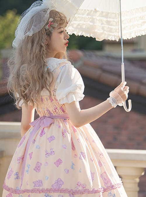 Jelly Bear Series JSK Printing Sweet Lolita Sling Dress