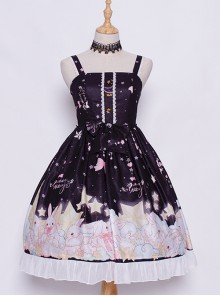 Star Moon Rabbit Series JSK Cute Printing Chiffon Sweet Lolita Sling Dress