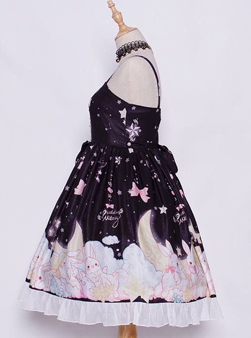 Star Moon Rabbit Series JSK Cute Printing Chiffon Sweet Lolita Sling Dress