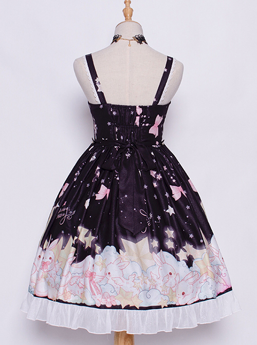 Star Moon Rabbit Series JSK Cute Printing Chiffon Sweet Lolita Sling Dress