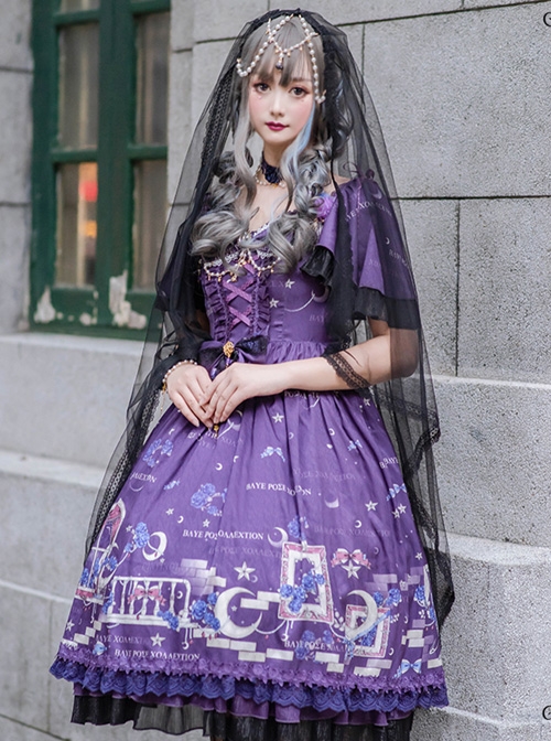 Blue Enchantress Series OP Gorgeous Classic Lolita Short Sleeve Dress