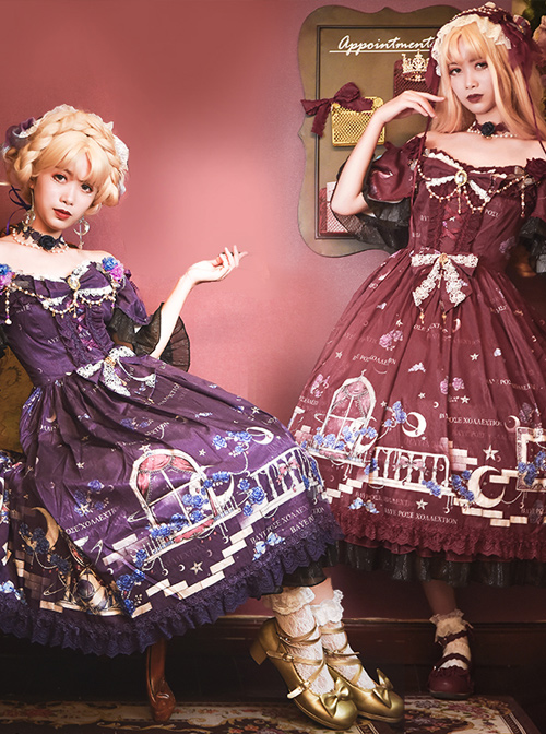 Blue Enchantress Series OP Gorgeous Classic Lolita Short Sleeve Dress