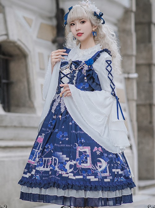 Blue Enchantress Series JSK Gorgeous Classic Lolita Sling Dress