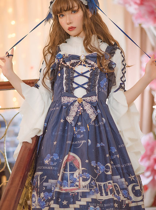 Blue Enchantress Series JSK Gorgeous Classic Lolita Sling Dress