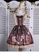 Travelers Series JSK Printing Retro Classic Lolita Ruffle Sling Dress