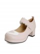 Cute Heart Pattern Thick Heel Sweet Lolita Velcro High Heel Shoes