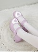 Cute Heart Pattern Thick Heel Sweet Lolita Velcro High Heel Shoes