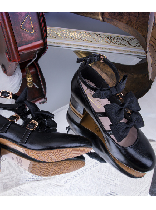 Elegant Bowknots Thick Heel Retro Classic Lolita Middle Heel Shoes