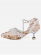 Beaded Chain Frill Lace Classic Lolita Tea Party Elegant Velour Pointed-toe High Heel Shoes