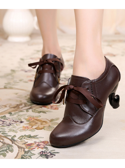 Table Leg Shaped Heel Silk Ribbon Retro Classic Lolita High Heel Shoes