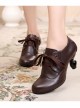 Table Leg Shaped Heel Silk Ribbon Retro Classic Lolita High Heel Shoes