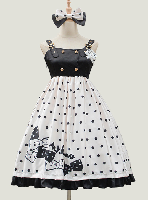 Baby Bear Series Dot Printing Sweet Lolita Sling Dress