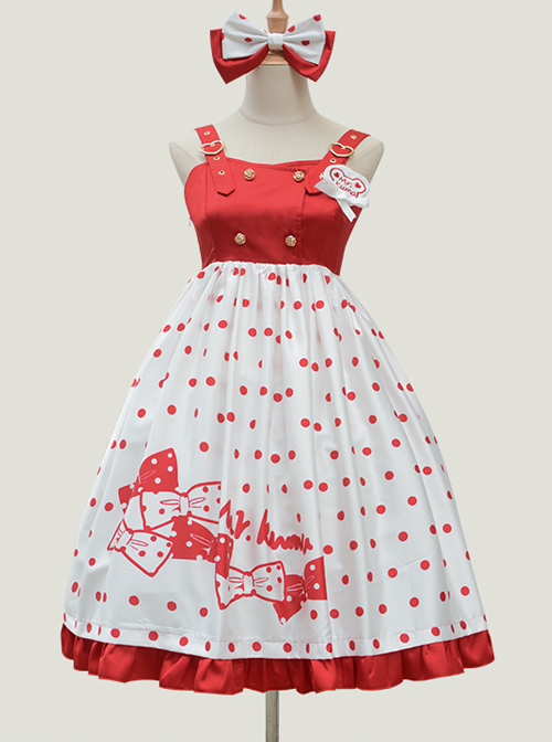 Baby Bear Series Dot Printing Sweet Lolita Sling Dress