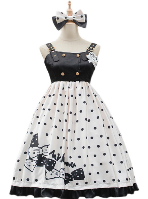 Baby Bear Series Dot Printing Sweet Lolita Sling Dress