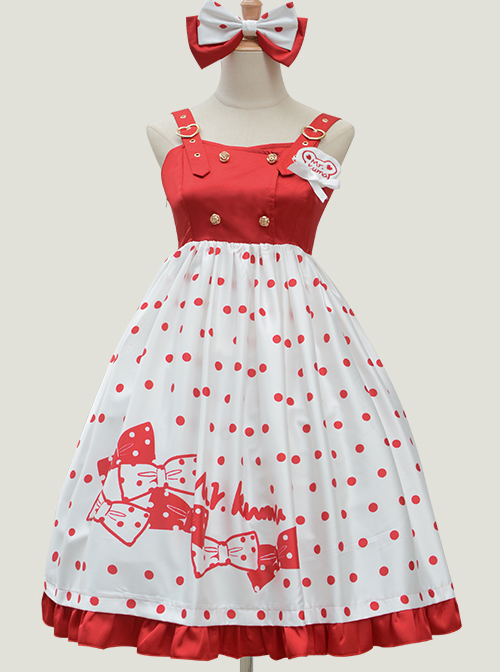 Baby Bear Series Dot Printing Sweet Lolita Sling Dress