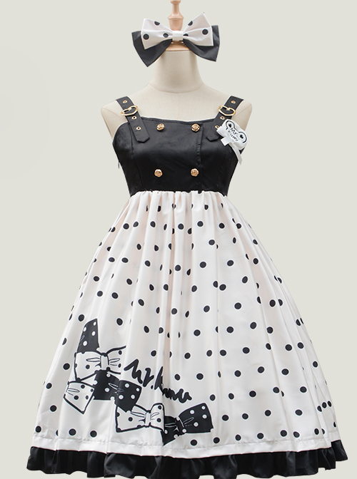 Baby Bear Series Dot Printing Sweet Lolita Sling Dress
