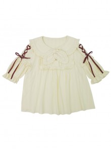 Small Acorn Series Doll Collar Bowknot Sweet Lolita Short Sleeve Shirt