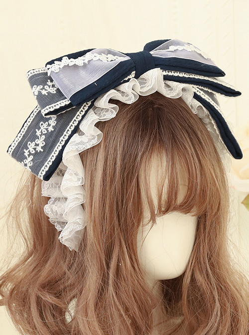 Cute Cloth Big Bowknot Lace Sweet Lolita Hairband Available In Multiple Colors 