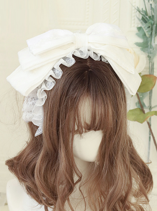 Cute Cloth Big Bowknot Lace Sweet Lolita Hairband Available In Multiple Colors