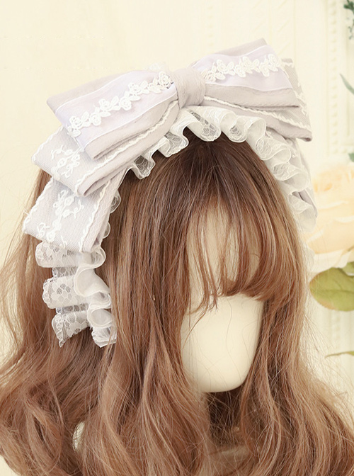 Cute Cloth Big Bowknot Lace Sweet Lolita Hairband Available In Multiple Colors 