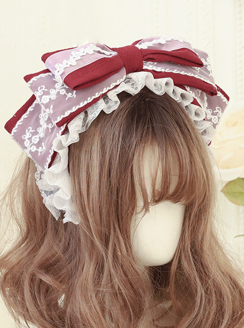 Cute Cloth Big Bowknot Lace Sweet Lolita Hairband Available In Multiple Colors