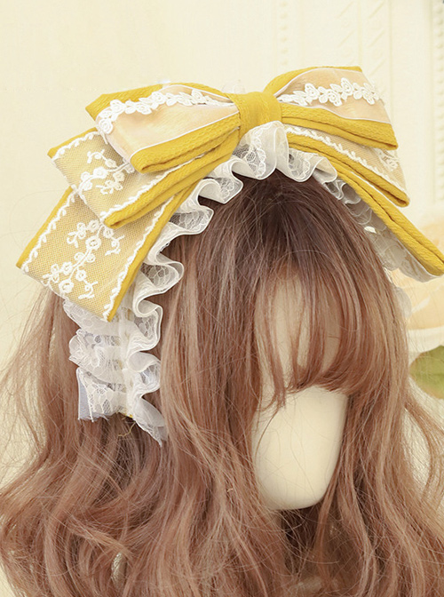 Cute Cloth Big Bowknot Lace Sweet Lolita Hairband Available In Multiple Colors