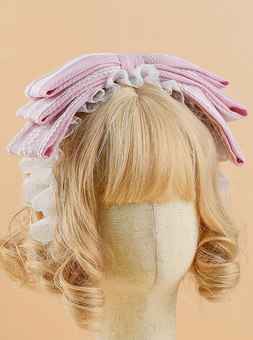 Cute Cloth Big Bowknot Lace Sweet Lolita Hairband Available In Multiple Colors