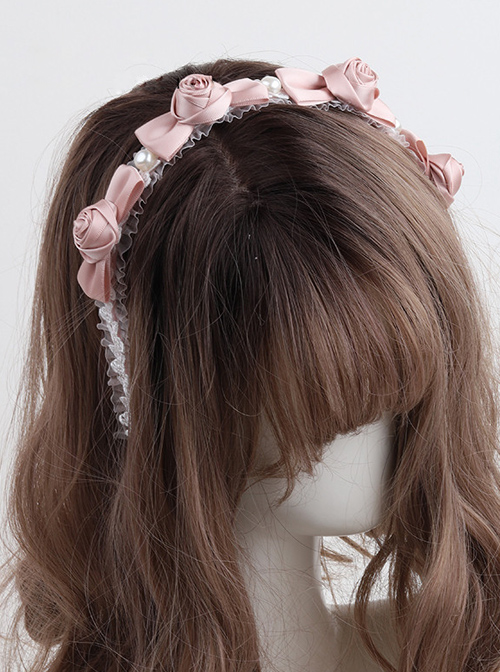 French Retro Rose Bowknot Lace Classic Lolita Headband