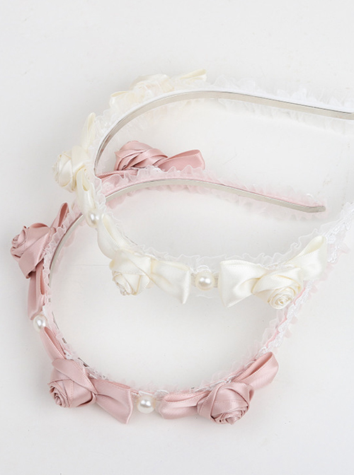 French Retro Rose Bowknot Lace Classic Lolita Headband