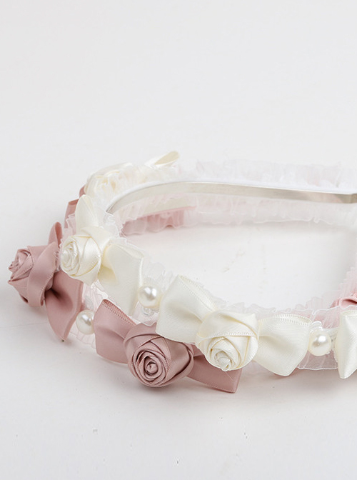 French Retro Rose Bowknot Lace Classic Lolita Headband